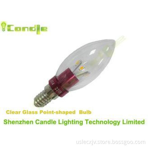 Epistar Red Point Shaped Led Candle Lamp E14 / B15 / E17 SM